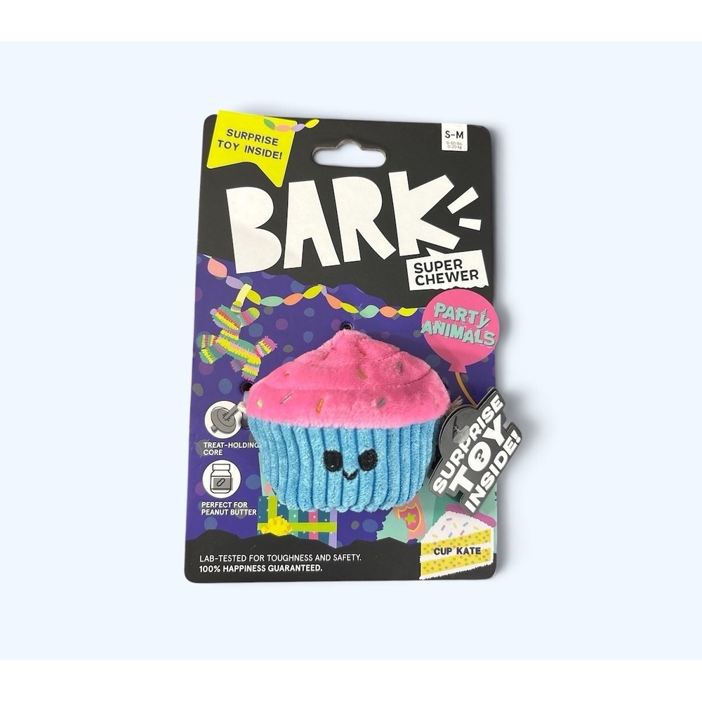 BARK Super Chewer Cup Kate Cupcake Dog Toy S-M Surprise Toy Inside NEW